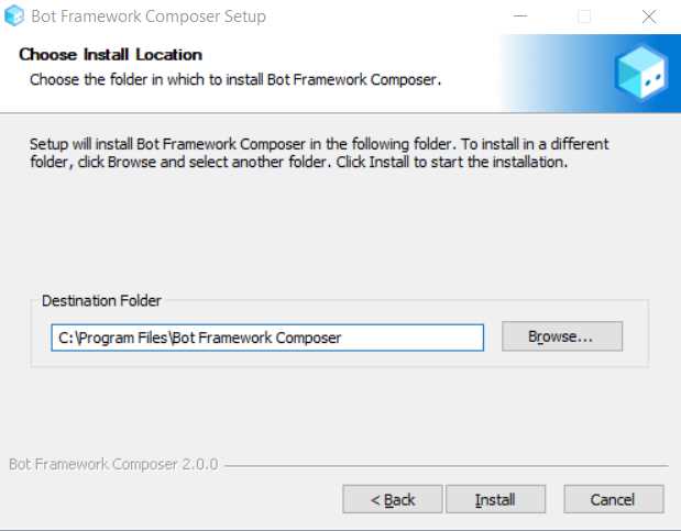 Composer Installer – Choose Install Location Screen