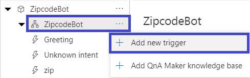 Composer – ZipcodeBot – Add new trigger