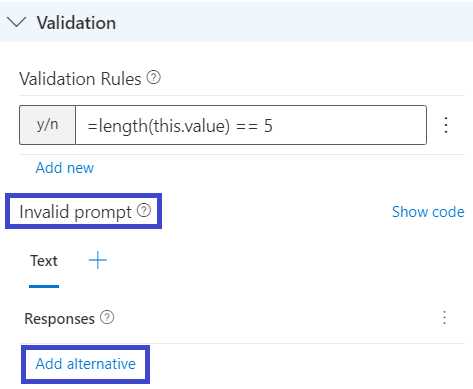 Invalid prompt – Add alternative
