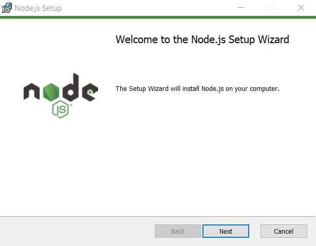 Node.js Installer – Welcome Screen