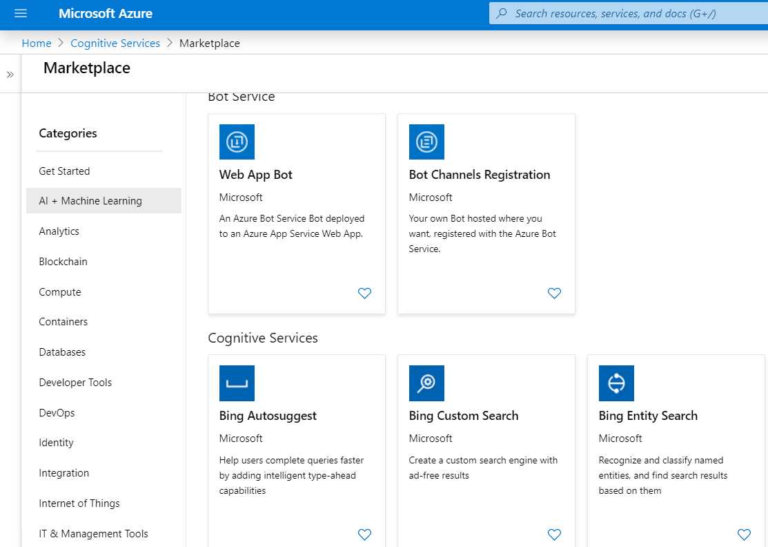 Cognitive Services (Various Options)
