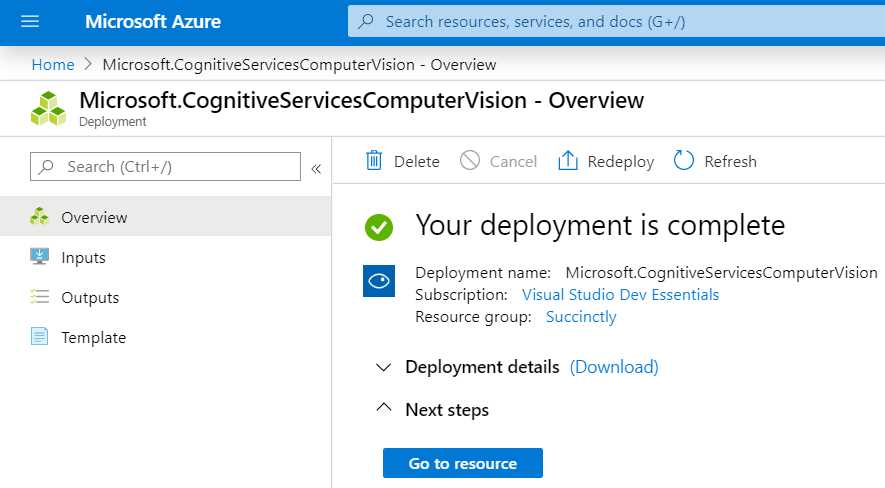 Computer Vision API Service Ready