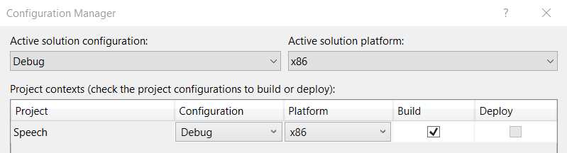 Configuration Manager (After Selection)—Visual Studio 2019