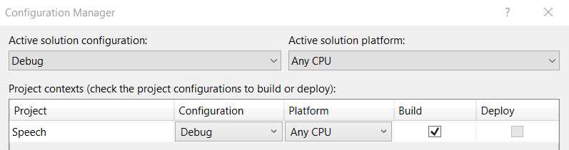 Configuration Manager (Before Selection)—Visual Studio 2019