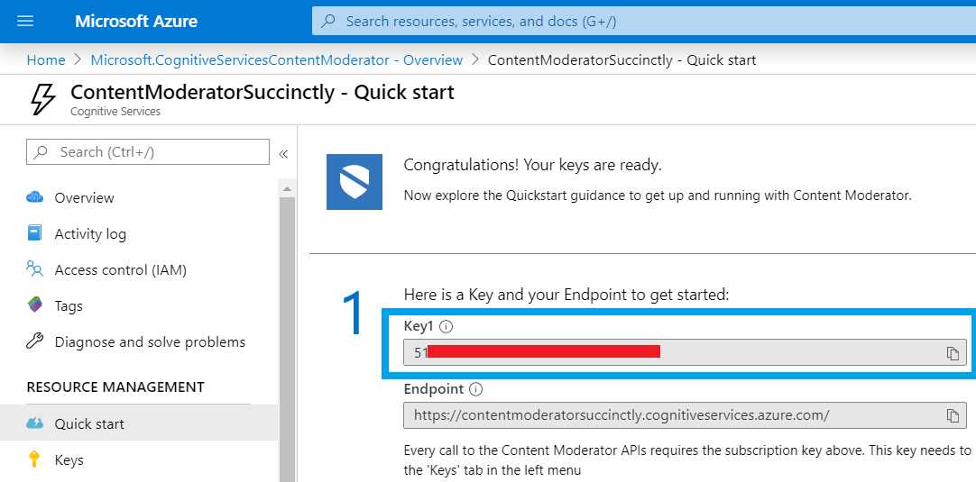 Content Moderator—Quick Start (Azure Portal)