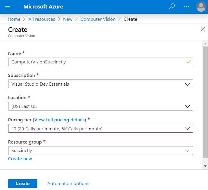 Creating a Computer Vision API Service