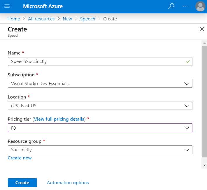 Creating a Speech Service