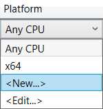 Platform Drop-Down—Visual Studio 2019