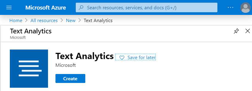 Text Analytics (Azure Portal)