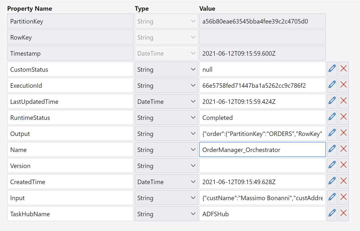 The actual state of an orchestrator in the instances table