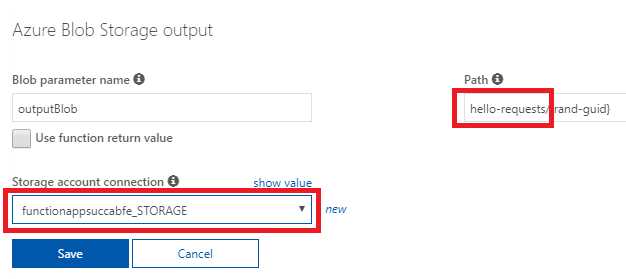 Blob Storage Output Setup