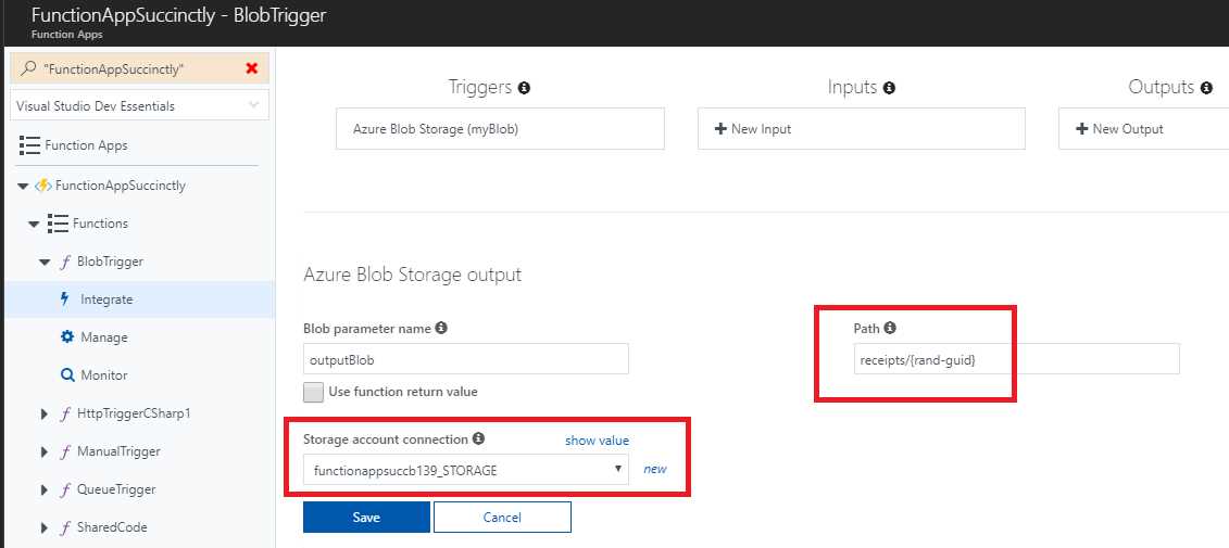 Creating a Blob Storage Output