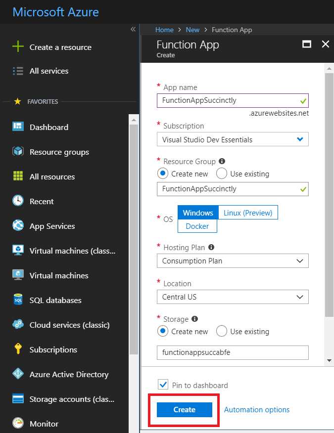 Creating a Function App on Azure