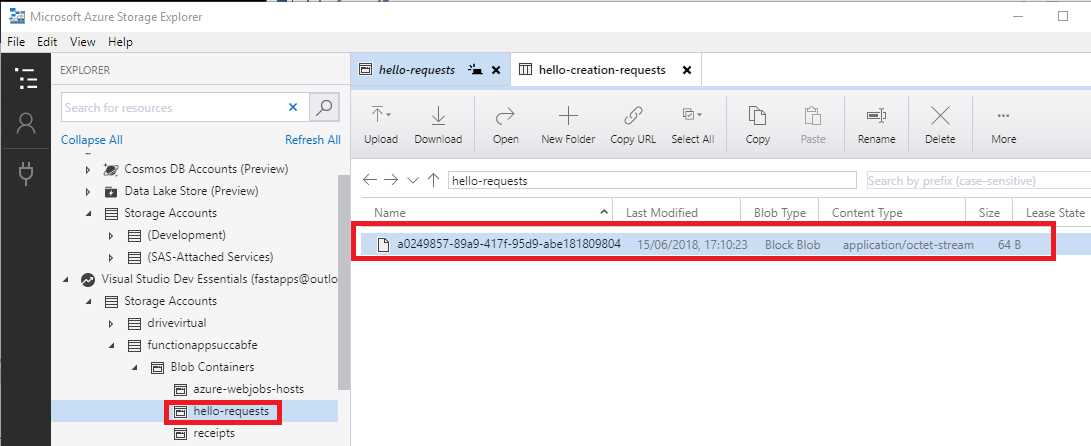 Item Added to the Blob