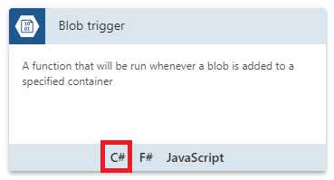 The Blob trigger Option with C#