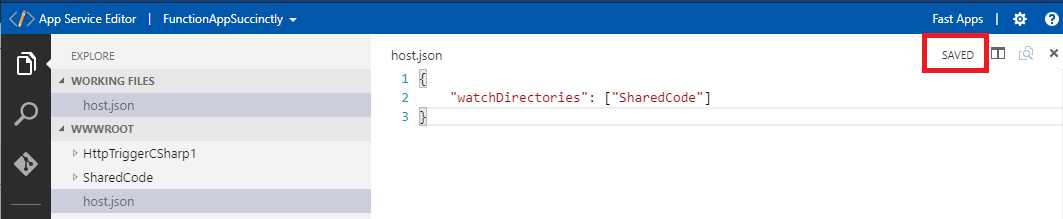 The host.json File Automatically Saved