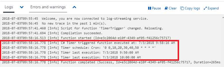 The Results of Executing the Timer-Triggered Function