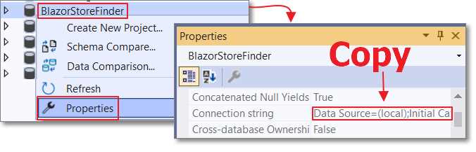 Copy Connection String