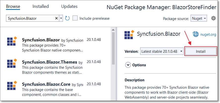 Install Syncfusion NuGet Package