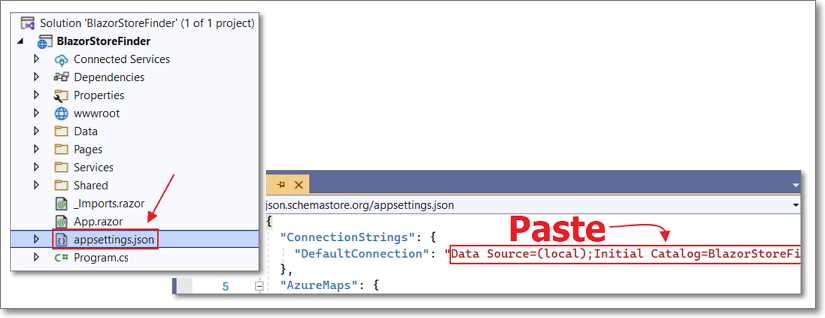 Paste Connection String