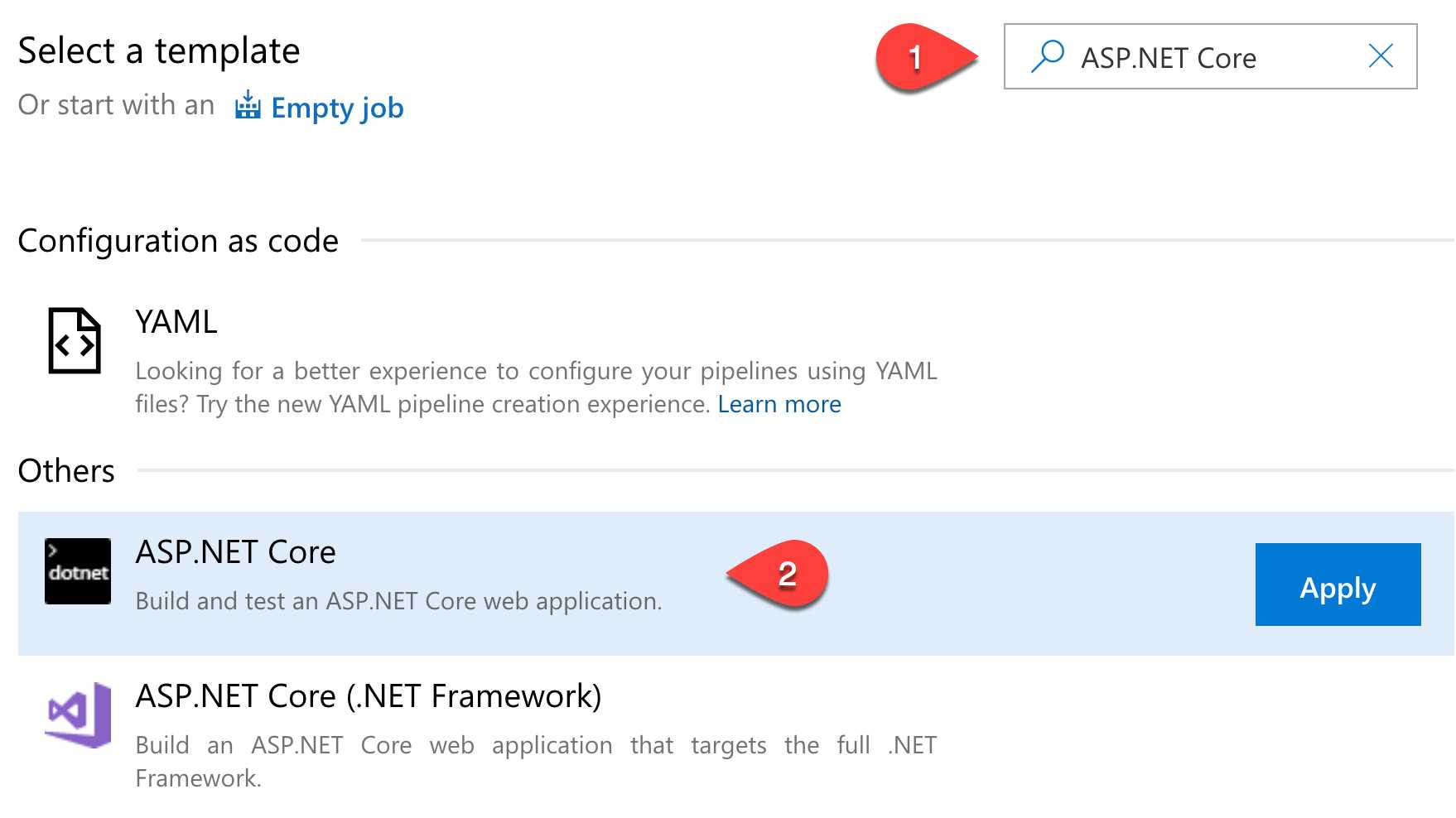ASP.NET Core build template