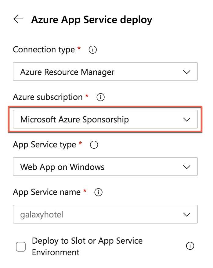 Azure App Service deploy settings