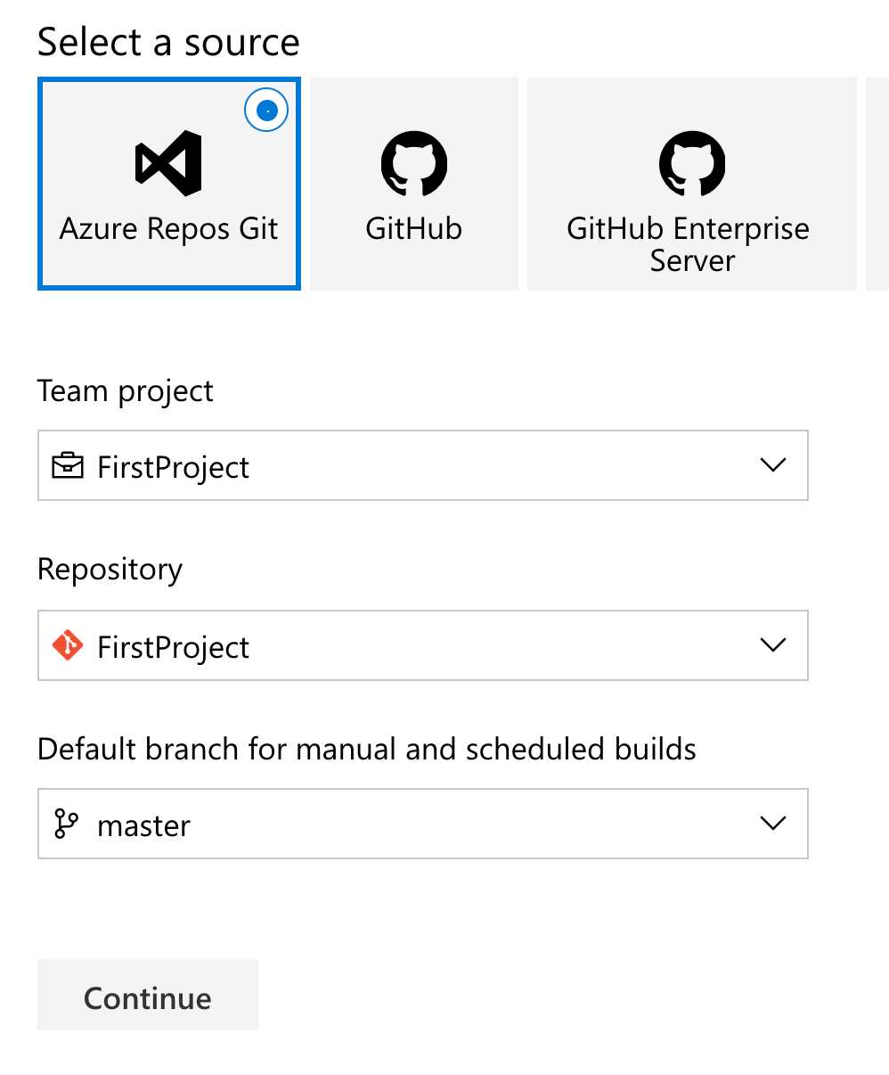 Build pipeline source types