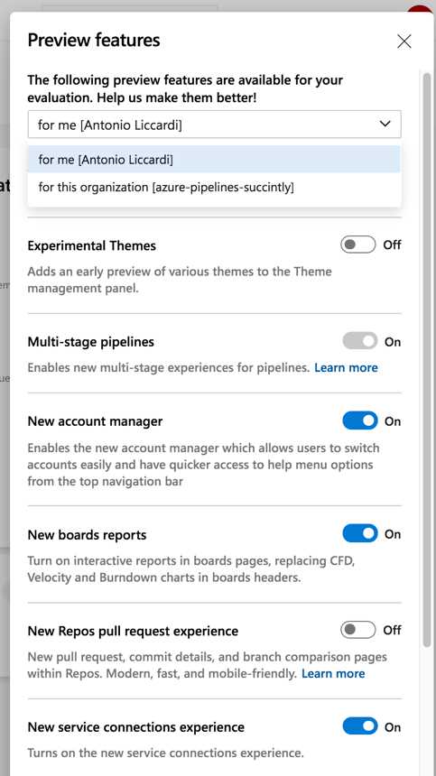Enable preview features