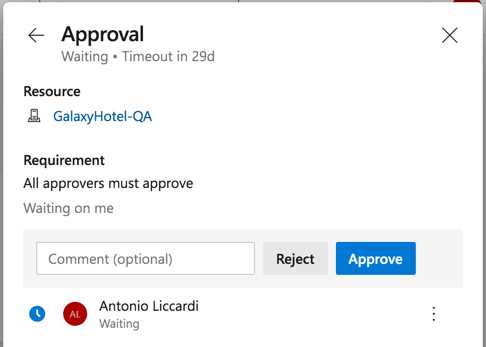 Environment approval page
