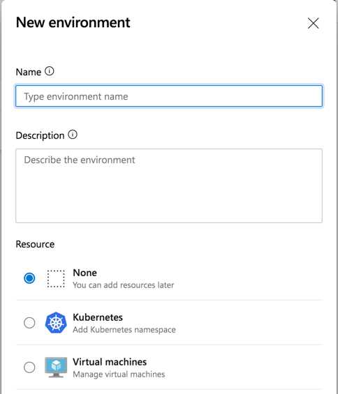 New environment creation popup