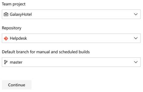 Pipeline repository settings for GalaxyHotel HelpDesk project