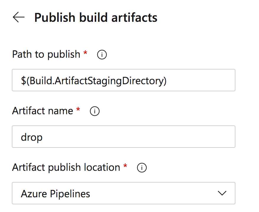 Publish build artifacts settings