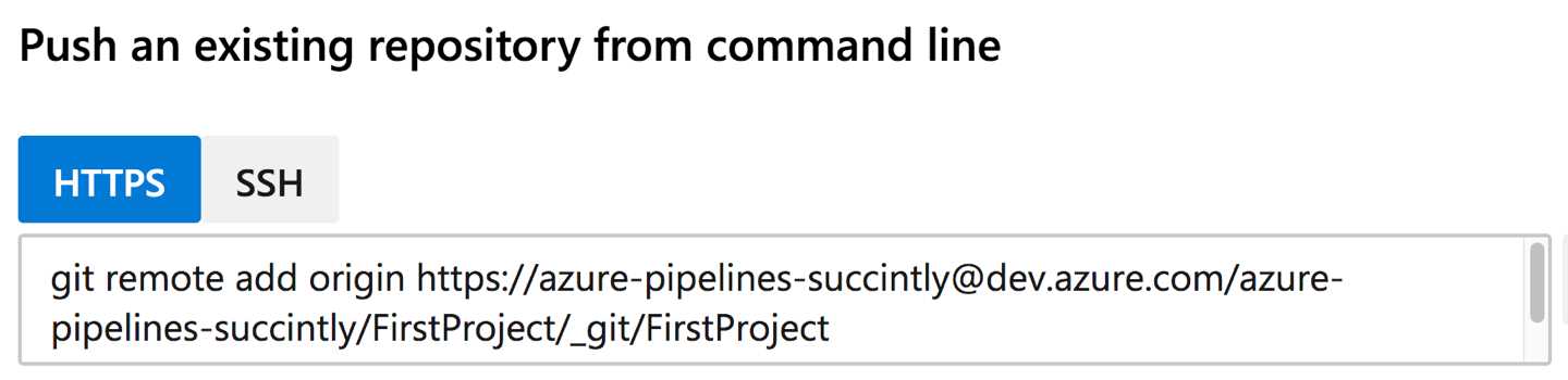 Push instruction for an existing repository