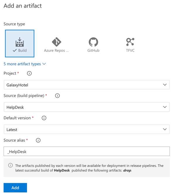 Release artifact popup