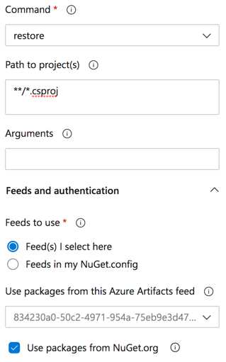 Restore packages from an Azure Artifacts feed