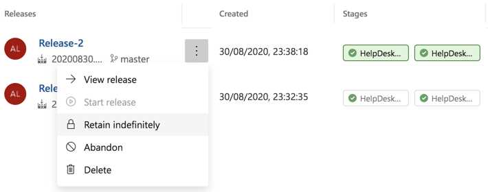 Retain a release indefinitely