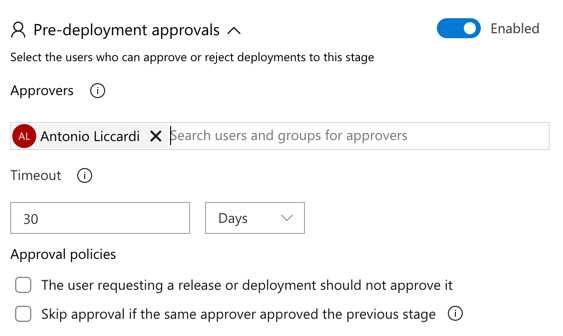 Setting approvers for a release