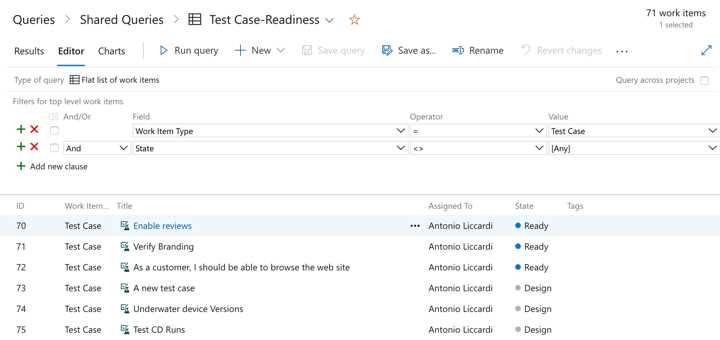 The query editor view