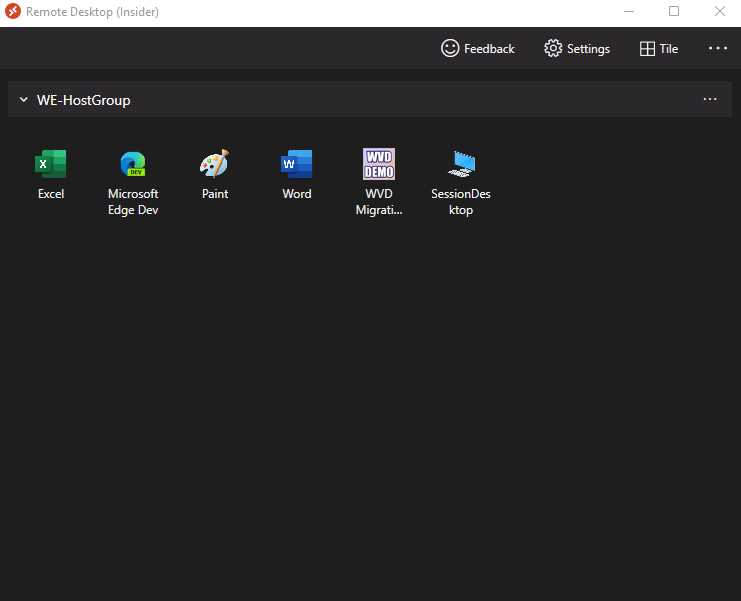 Windows Client Showing Azure Virtual Desktop Resources