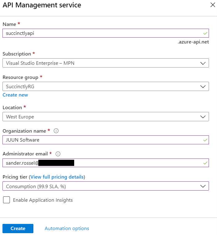 Creating a New API Management Service