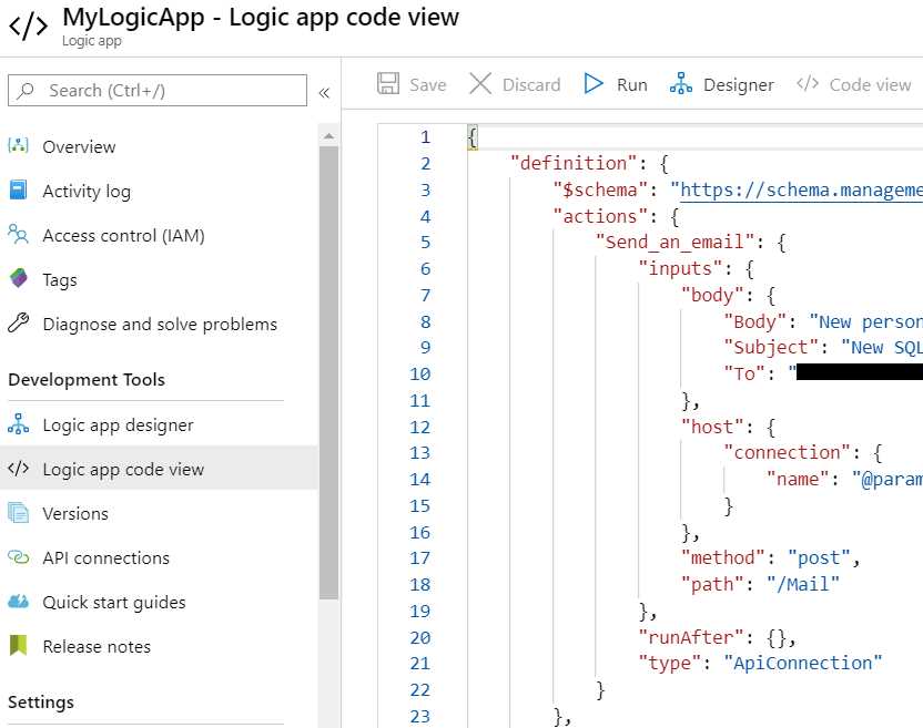 Logic App Code View