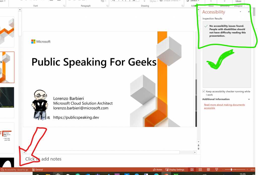 Accessibility Checker is always checking for accessibility in the background.