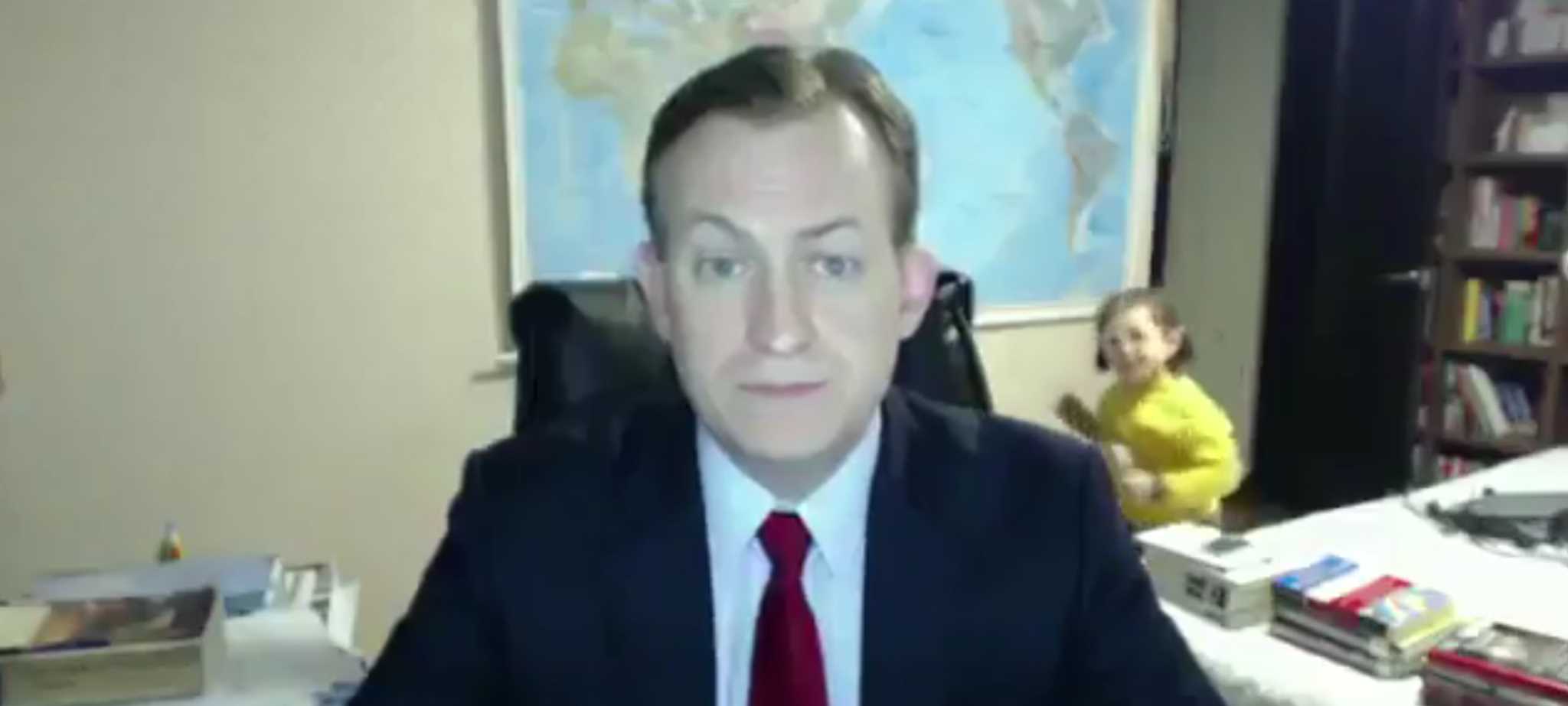 BBC interviewee interrupted by his children live on air. Some days after the show, BBC interviewed the whole family, and it became famous worldwide.