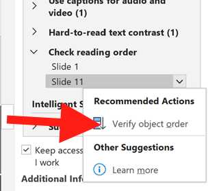 You can set the reading order directly from the Accessibility Checker.