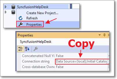 Copy Connection String
