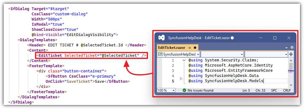 Edit ticket control
