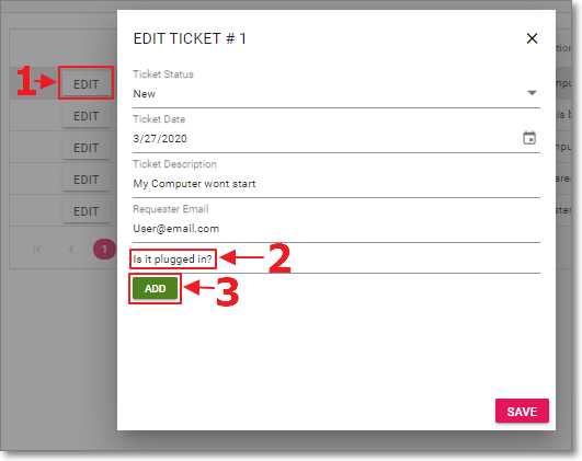 Edit Ticket Dialog