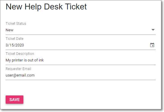 New Help Desk Ticket