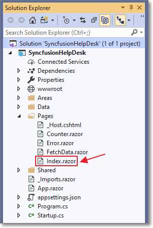 Open Index.razor Page