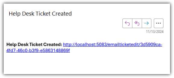 Ticket created email link